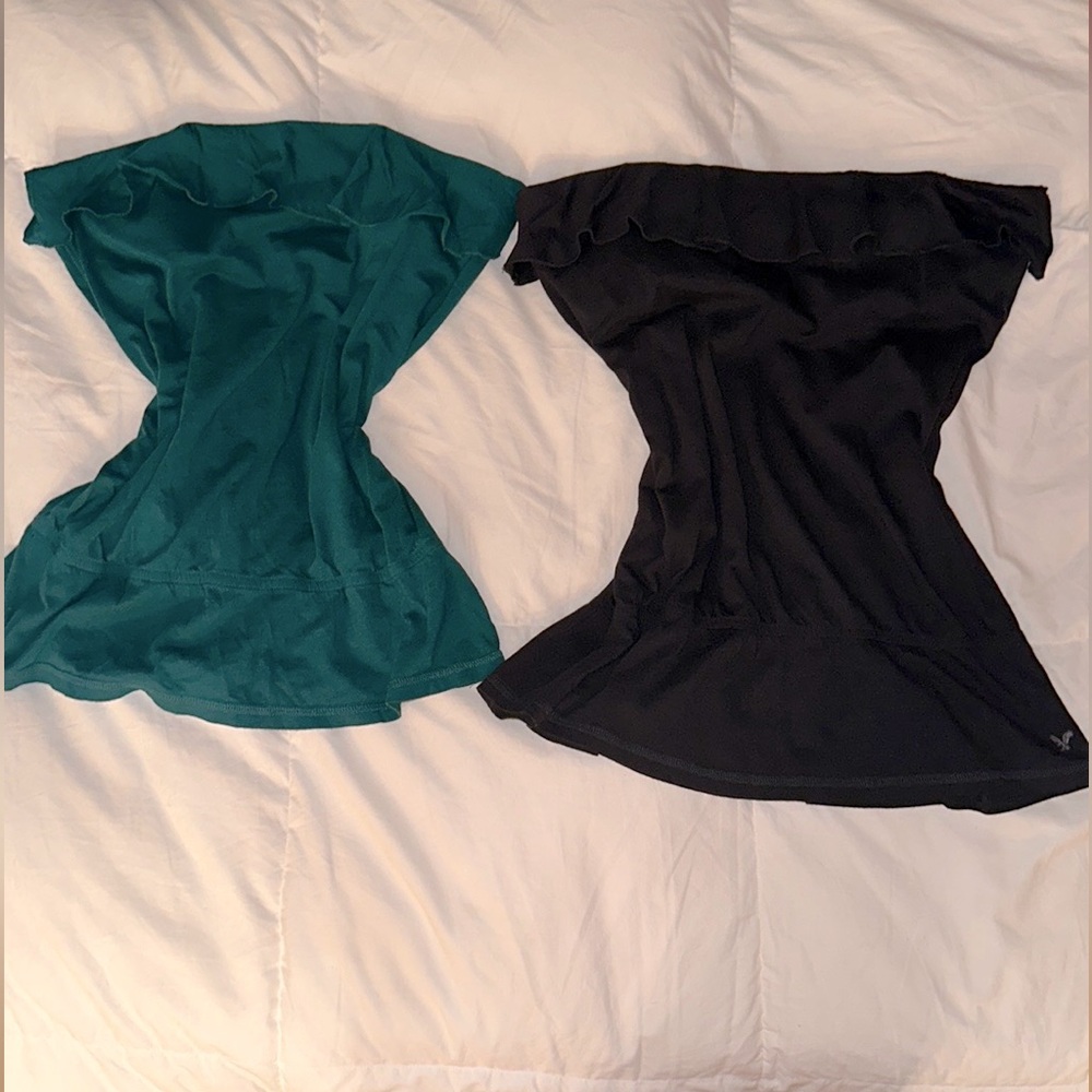 American Eagle Tube Top With Ruffles And Built In Bra